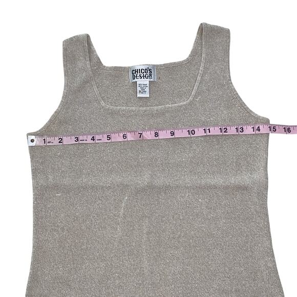 CHICO’S Ribbed Cami Tank Top Dark Stone Tan (Size 0) - Picture 3 of 5